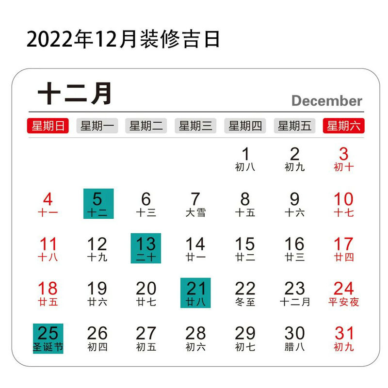 2022年裝修開工吉日